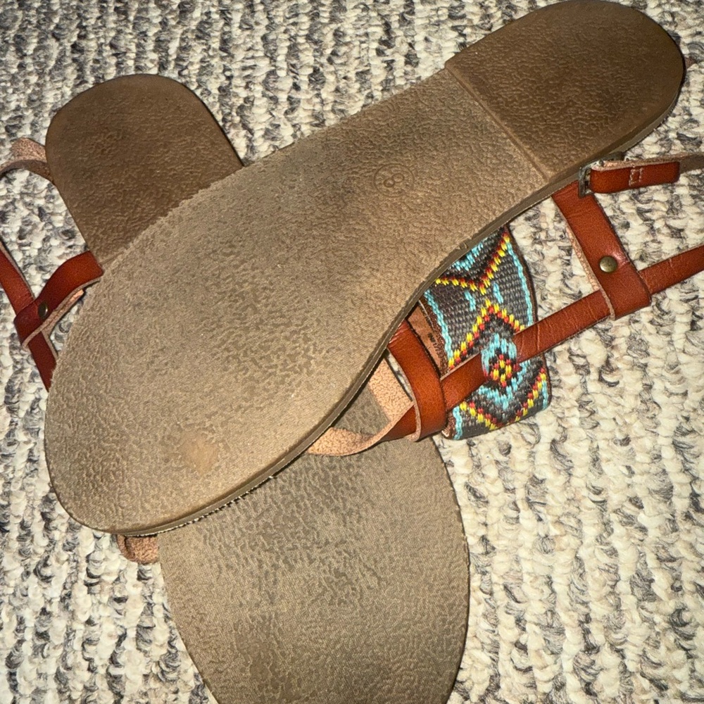 Brown Sandals with Colorful Pattern